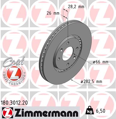 ZIMMERMANN ZIM180.3012.20 féktárcsa