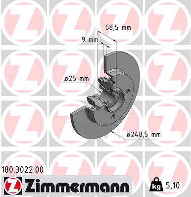 ZIMMERMANN 180.3022.00 Féktárcsa