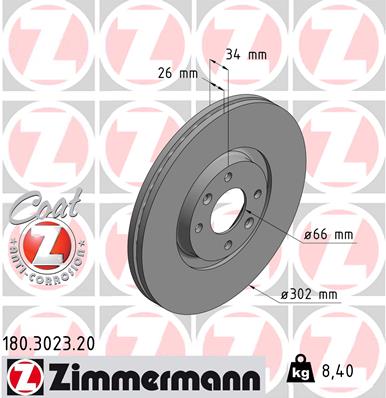 ZIMMERMANN ZIM180.3023.20 féktárcsa