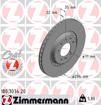 ZIMMERMANN ZIM180.3034.20 féktárcsa