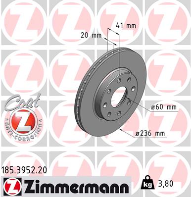 ZIMMERMANN ZIM185.3952.20 féktárcsa