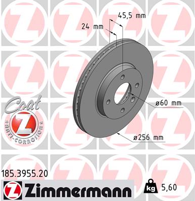 ZIMMERMANN ZIM185.3955.20 féktárcsa