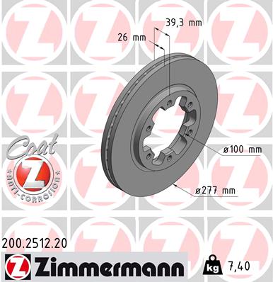 ZIMMERMANN ZIM200.2512.20 féktárcsa