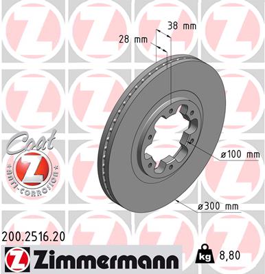 ZIMMERMANN ZIM200.2516.20 féktárcsa