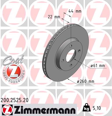 ZIMMERMANN ZIM200.2525.20 féktárcsa