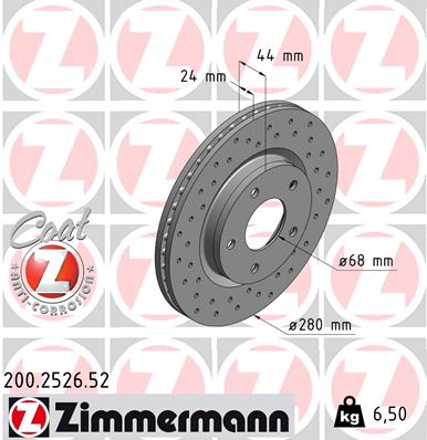 ZIMMERMANN ZIM200.2526.52 féktárcsa