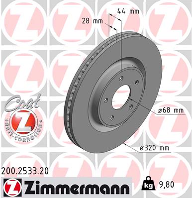 ZIMMERMANN ZIM200.2533.20 féktárcsa