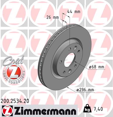 ZIMMERMANN 200.2534.20 Féktárcsa