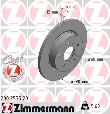 ZIMMERMANN ZIM200.2535.20 féktárcsa