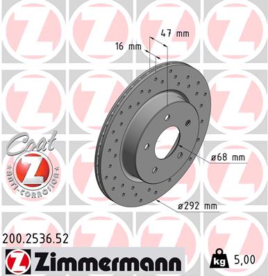 ZIMMERMANN ZIM200.2536.52 féktárcsa