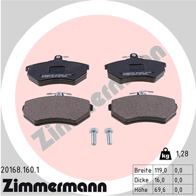 ZIMMERMANN ZIM20168.160.1 fékbetét készlet, tárcsafék