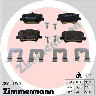 ZIMMERMANN ZIM20510.175.2 fékbetét készlet, tárcsafék