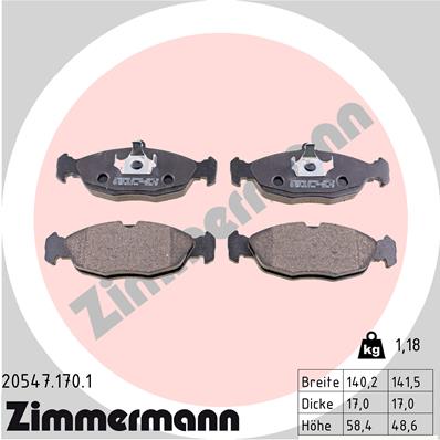 ZIMMERMANN ZIM20547.170.1 fékbetét készlet, tárcsafék