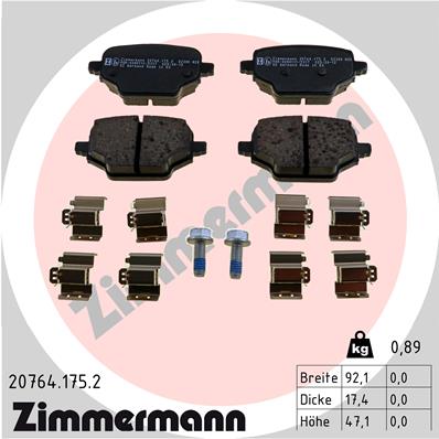 ZIMMERMANN ZIM20764.175.2 fékbetét készlet, tárcsafék