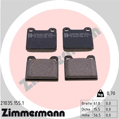 ZIMMERMANN ZIM21035.155.1 fékbetét készlet, tárcsafék
