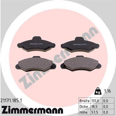 ZIMMERMANN ZIM21171.185.1 fékbetét készlet, tárcsafék