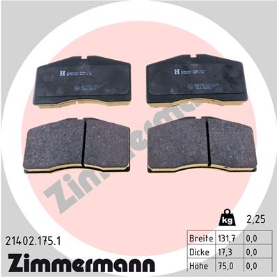 ZIMMERMANN ZIM21402.175.1 fékbetét készlet, tárcsafék