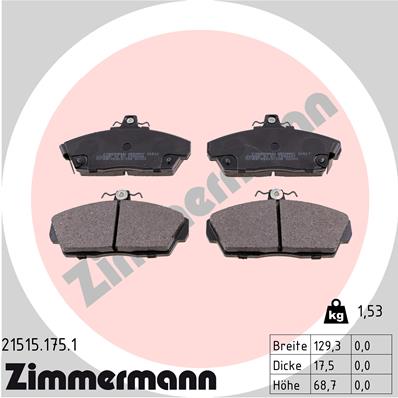 ZIMMERMANN ZIM21515.175.1 fékbetét készlet, tárcsafék