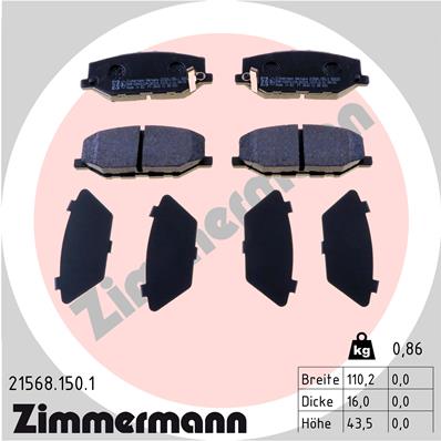 ZIMMERMANN ZIM21568.150.1 fékbetét készlet, tárcsafék