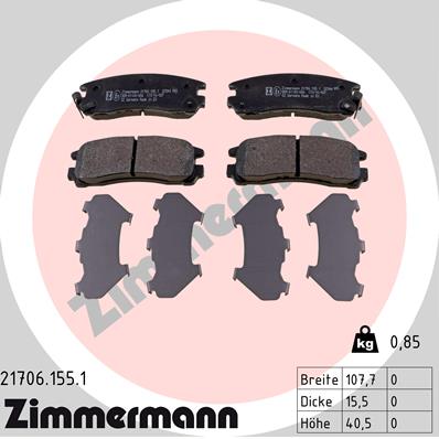 ZIMMERMANN ZIM21706.155.1 fékbetét készlet, tárcsafék