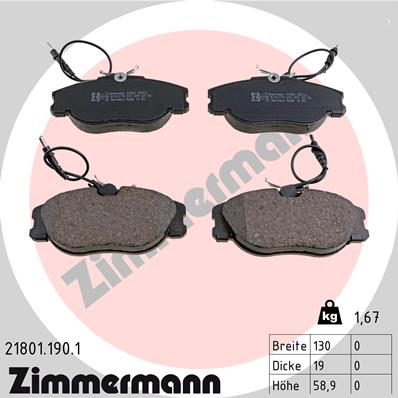 ZIMMERMANN ZIM21801.190.1 fékbetét készlet, tárcsafék
