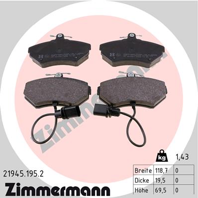 ZIMMERMANN ZIM21945.195.2 fékbetét készlet, tárcsafék