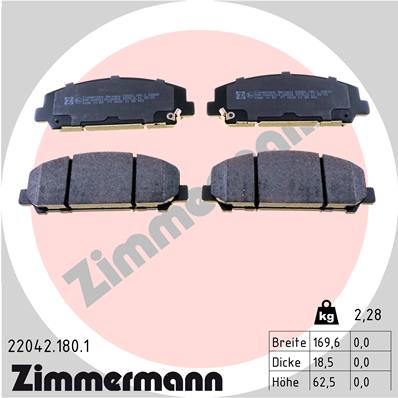 ZIMMERMANN ZIM22042.180.1 fékbetét készlet, tárcsafék