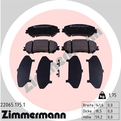 ZIMMERMANN ZIM22065.175.1 fékbetét készlet, tárcsafék