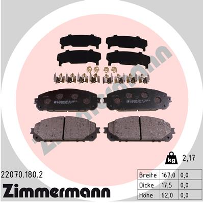 ZIMMERMANN ZIM22070.180.2 fékbetét készlet, tárcsafék