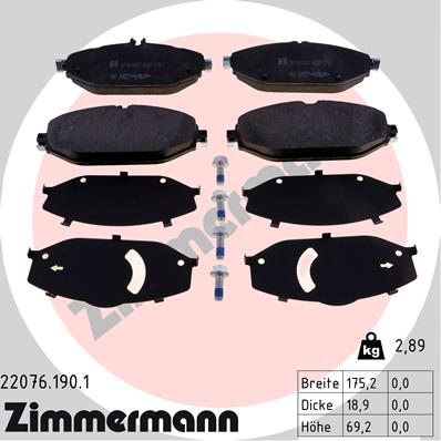 ZIMMERMANN ZIM22076.190.1 fékbetét készlet, tárcsafék