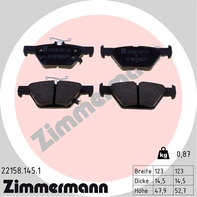 ZIMMERMANN ZIM22158.145.1 fékbetét készlet, tárcsafék