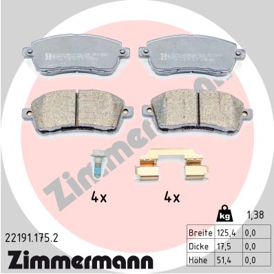 ZIMMERMANN ZIM22191.175.2 fékbetét készlet, tárcsafék