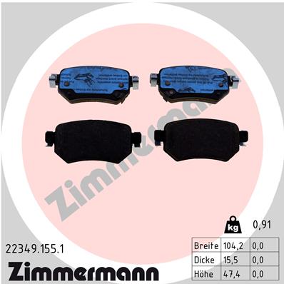 ZIMMERMANN ZIM22349.155.1 fékbetét készlet, tárcsafék