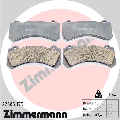 ZIMMERMANN ZIM22585.175.1 fékbetét készlet, tárcsafék