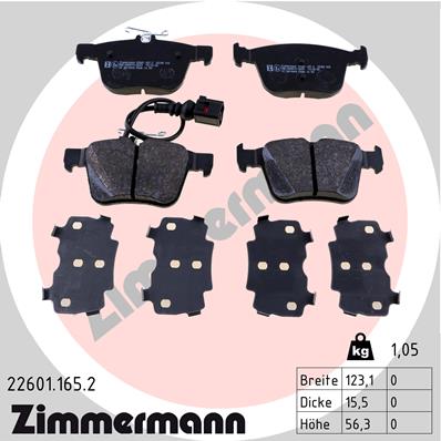 ZIMMERMANN ZIM22601.165.2 fékbetét készlet, tárcsafék