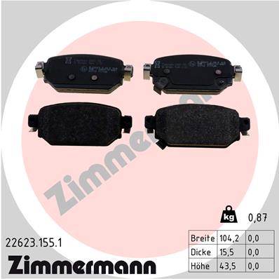 ZIMMERMANN ZIM22623.155.1 fékbetét készlet, tárcsafék