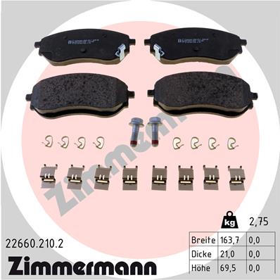 ZIMMERMANN ZIM22660.210.2 fékbetét készlet, tárcsafék