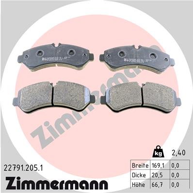 ZIMMERMANN ZIM22791.205.1 fékbetét készlet, tárcsafék