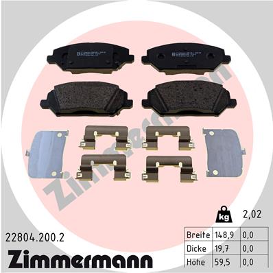 ZIMMERMANN ZIM22804.200.2 fékbetét készlet, tárcsafék