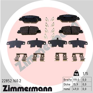 ZIMMERMANN ZIM22852.160.2 fékbetét készlet, tárcsafék