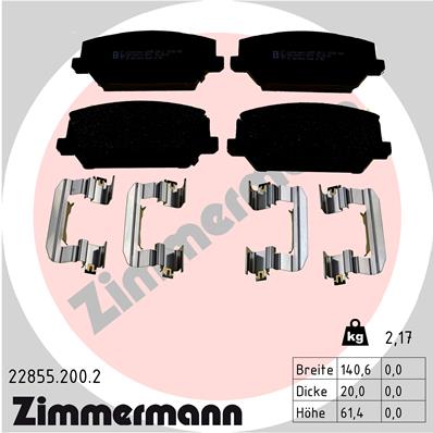 ZIMMERMANN ZIM22855.200.2 fékbetét készlet, tárcsafék