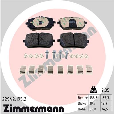 ZIMMERMANN ZIM22942.195.2 fékbetét készlet, tárcsafék