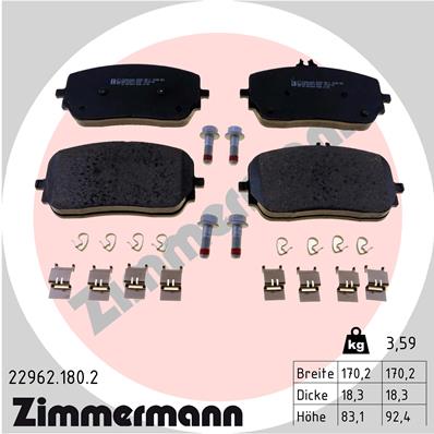 ZIMMERMANN ZIM22962.180.2 fékbetét készlet, tárcsafék