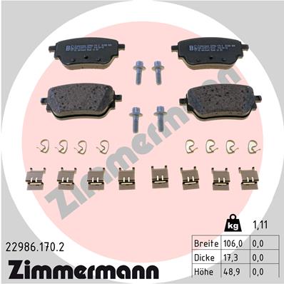 ZIMMERMANN ZIM22986.170.2 fékbetét készlet, tárcsafék