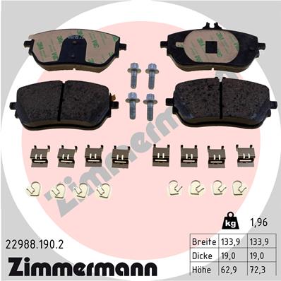 ZIMMERMANN ZIM22988.190.2 fékbetét készlet, tárcsafék