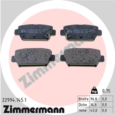 ZIMMERMANN ZIM22994.145.1 fékbetét készlet, tárcsafék