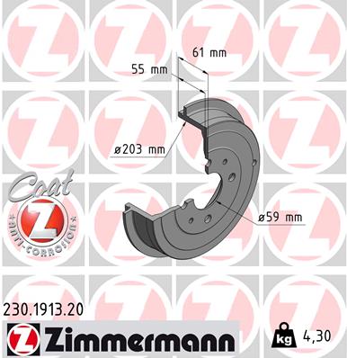 ZIMMERMANN ZIM230.1913.20 fékdob