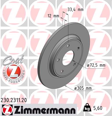 ZIMMERMANN ZIM230.2311.20 féktárcsa