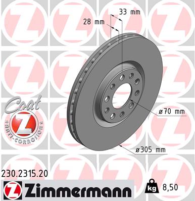 ZIMMERMANN ZIM230.2315.20 féktárcsa