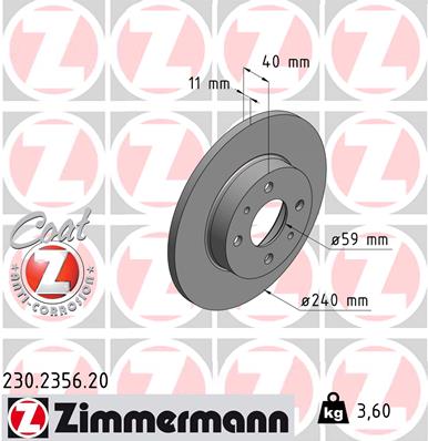 ZIMMERMANN 230.2356.20 Féktárcsa